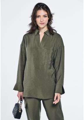 Crinkled Drop Shoulder Blouse