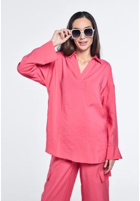 Crinkled Drop Shoulder Blouse