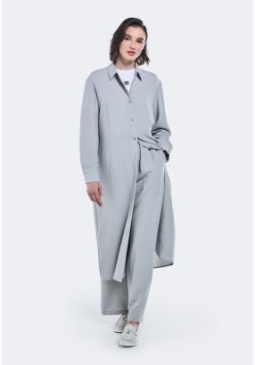 Crinkled Relaxed Fit Shirt Dress