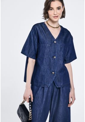 Short Sleeve Denim Shirt 