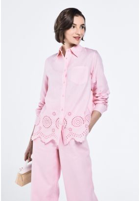 Schiffli Embroidered Solid Shirt