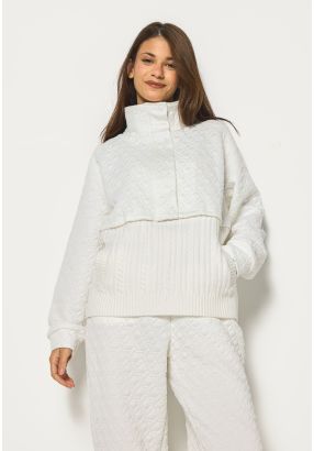High Neck Quilted Sweatshirt