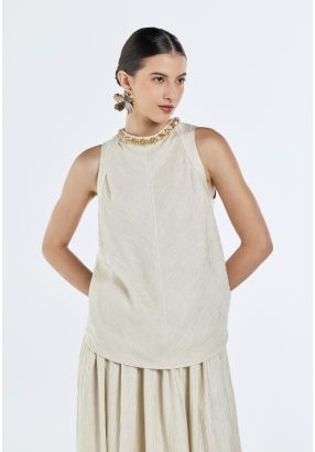 Textured Plisse Beaded Top- Ramadan Style