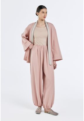 Crinkled Elastic Hem Trousers