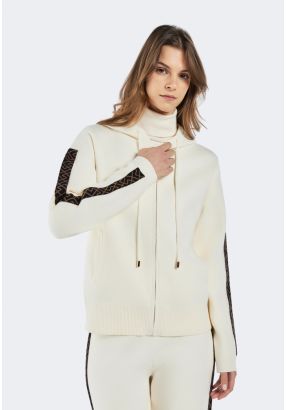 Knitted Tape Details Sweatshirt