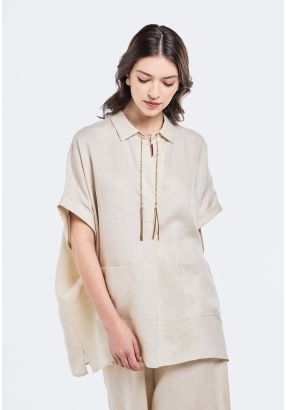 Continuous Short Sleeves Linen Tunic