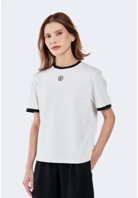 Embroidered T-Shirt With Contrast Panels