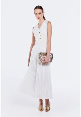 All Over Pleated Solid Skirt