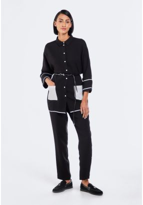 Solid High Waist Trousers