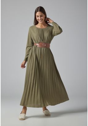 Long Sleeve Pleated Maxi Dress