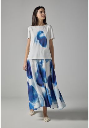 Printed Flared Maxi Skirt