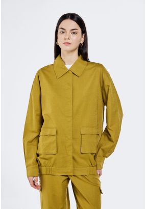 Solid Elastic Hem Jacket