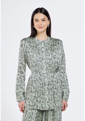 Printed Pleated Shirt