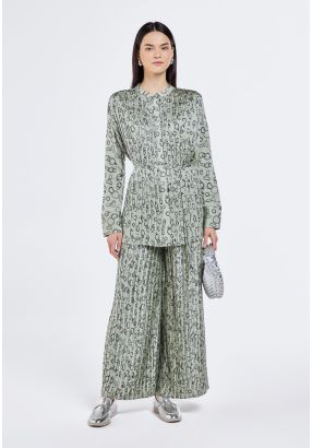 Printed Pleated Trousers