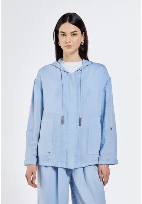 Drawstring Hem Zipped Jacket