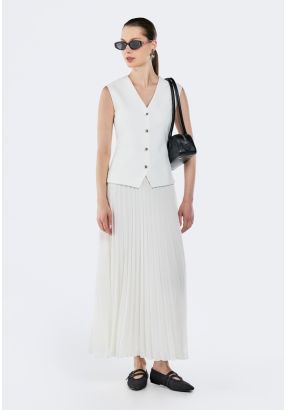 Pleated Dress With Attached Vest