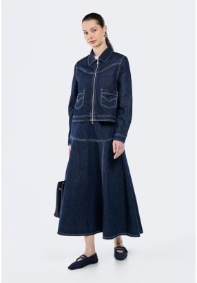 Stitch Embellished Denim Skirt