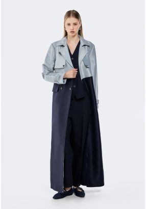 Notched Collar Belted Trench Coat