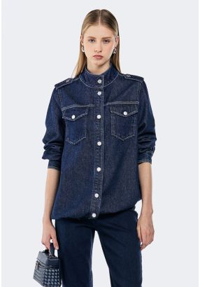 Drawstring Hem Denim Jacket