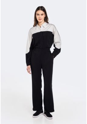 Wide Leg Striped Trousers