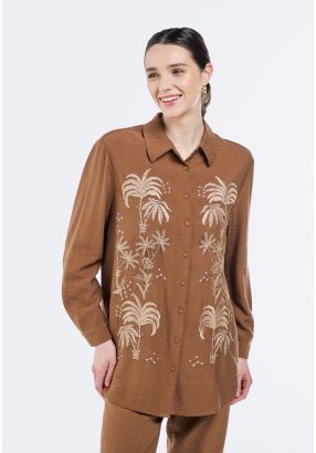 Lurex Embroidered Crinkled Shirt