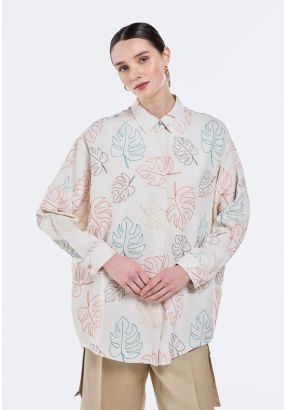 Multicolor Leaf-Embroidered Shirt