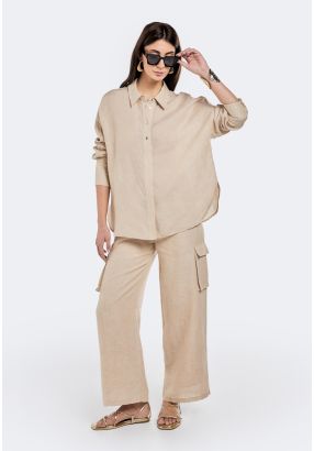 Elasticated Waist Linen Trousers