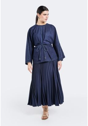 Flared Pleated Maxi Skirt