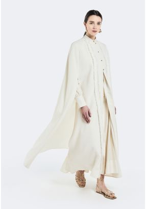 Frayed Embellished Cape 