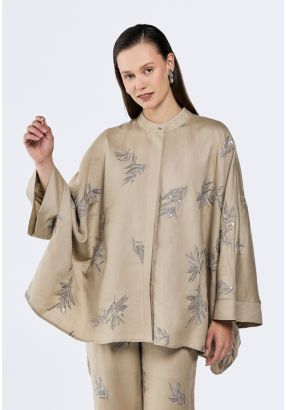 Lurex Leaf Embroidered Shirt (2 PCS)