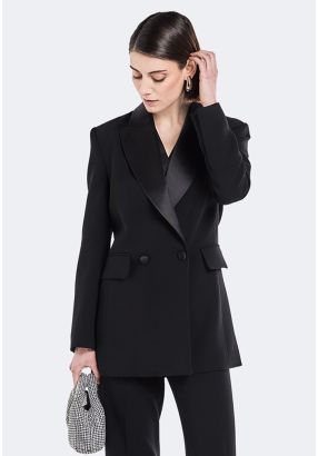 Satin Notched Collar Blazer