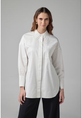 Schiffli Collar Long Sleeves Shirt