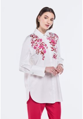 Floral Printed Crystal Embellished Shirt