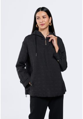 Geometric Embroidered Quilted Pullover