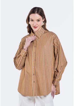 Striped Crystal Embellished Shirt