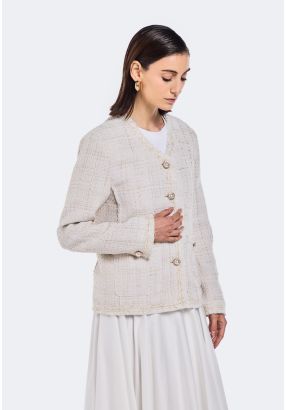 Tweed Lurex Frayed Jacket