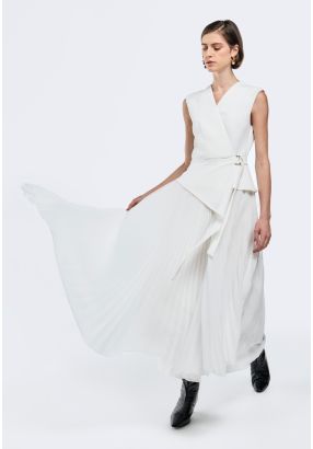 Wrap Dress With Pleated Skirt