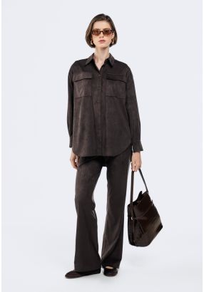 Straight Cut Suede Trousers