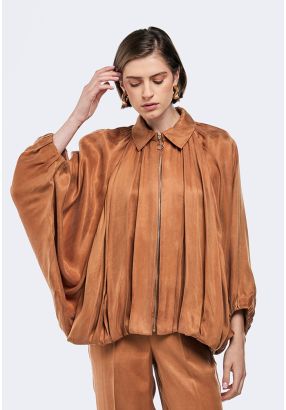 Solid Batwing Sleeves Jacket