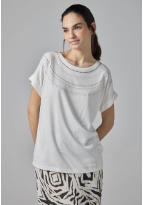 Continuous Short Sleeves Embellished Top