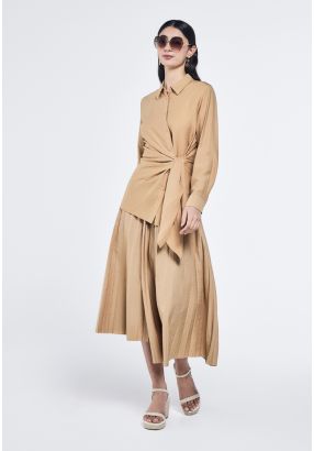 Asymmetrical Hem Pleated Skirt