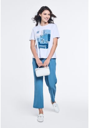 Textured Belted Trousers