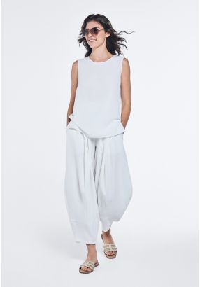 Solid Crinkled Harem Trousers