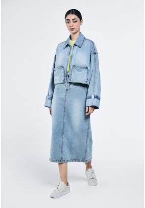 Straight Cut Denim Skirt