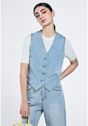 V-Neck Denim Vest