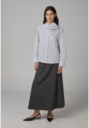 Solid Wrap Flap Pocket Skirt