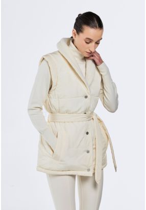 Solid Puffer Belted Vest