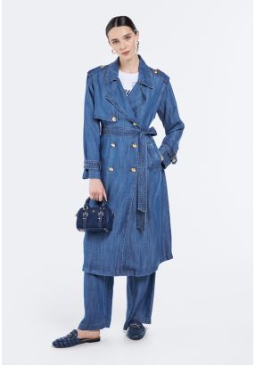Belted Denim Trench Coat