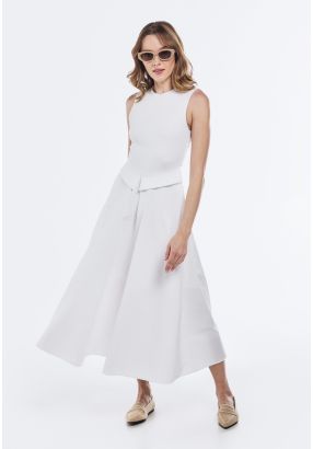 Knitted Bodice Woven Skirt Dress