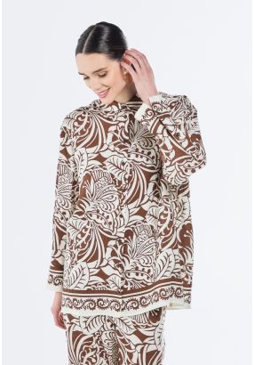 Leaf Print Linen Shirt
